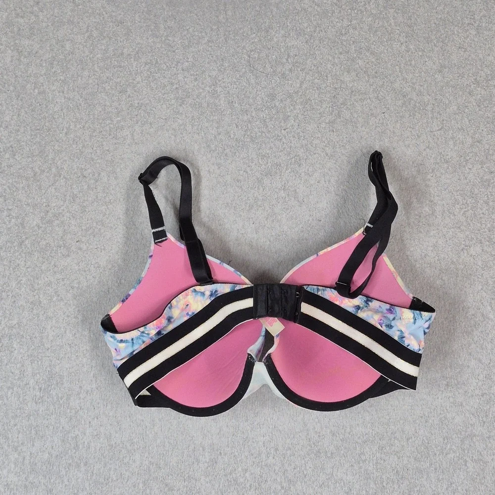 PINK Victoria's Secret Women Bra 36D Blue Tie Dye Wear Everywhere Push Up